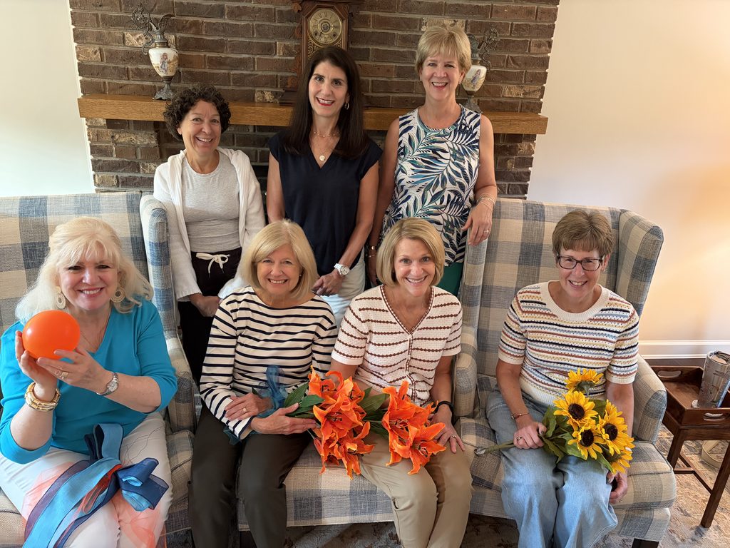 These book club members share a passion for Impact 100 and serve in a variety of ways.
Pictured front, l to r, are Decorating Committee Chair Nancy Kenkel and core committee members Jan Englehart, Lisa Hess and Missy Puccini. Back row, l to r, are Karen Dangel, Laura Rupp and board member Sandy Weiskittel.